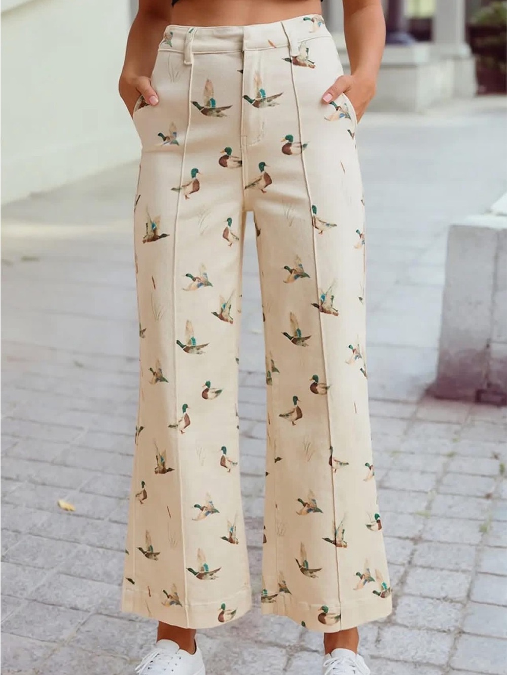 High-Rise Cream Mallard Jeans